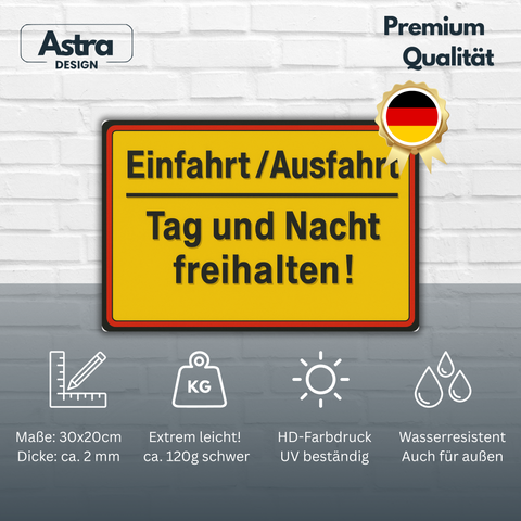 Einfahrt Ausfahrt Blechschild