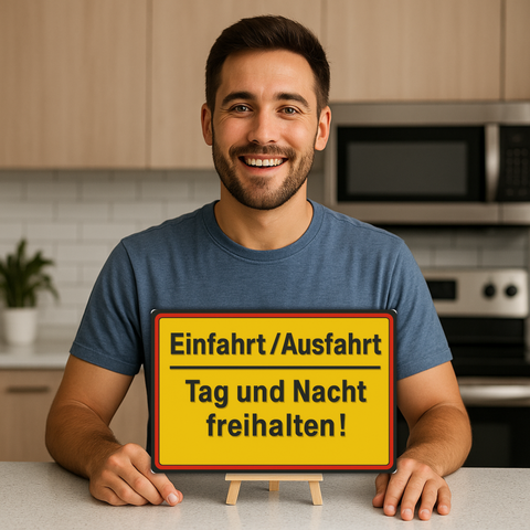 Einfahrt / Ausfahrt Blechschild Gelb - 20x30cm