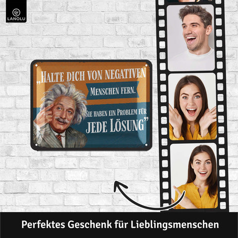 Blechschild Einstein negative Menschen