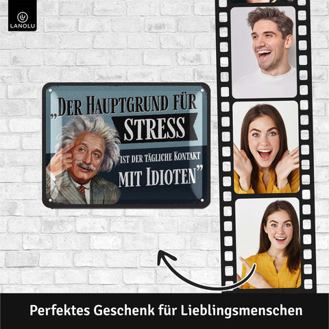 Blechschild Einstein Hauptgrund für Stress