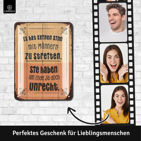 Blechschild Mit Männern streiten