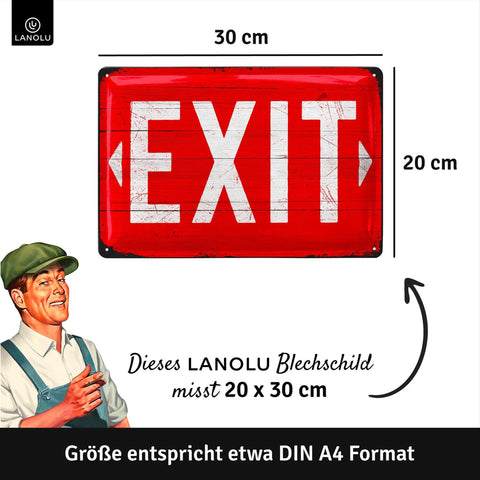Blechschild Exit rot