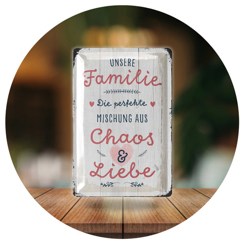 Blechschild Unsere Familie