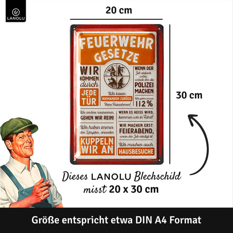 Blechschild Gesetzte der Feuerwehr