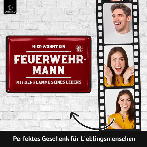 Blechschild Hier wohnt ein Feuerwehrmann