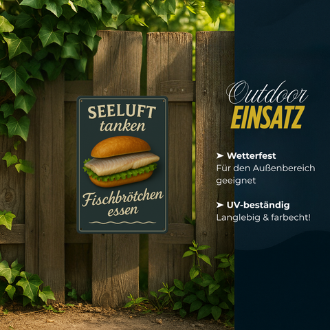Fischbrötchen essen Blechschild