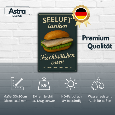 Fischbrötchen essen Blechschild