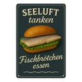 Fischbrötchen Blechschild Seeluft tanken - 20x30cm