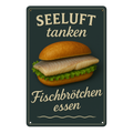 Fischbrötchen essen Blechschild