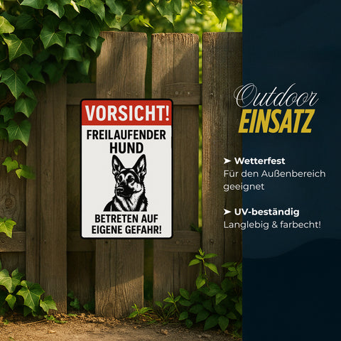 Vorsicht freilaufender Hund Blechschild