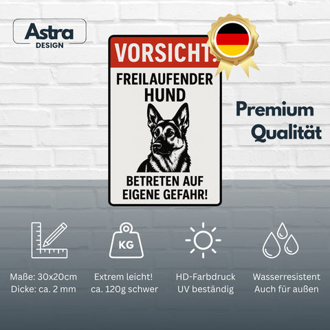 Vorsicht freilaufender Hund Blechschild