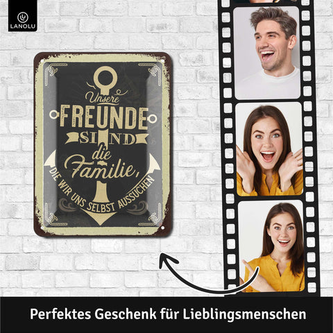 Blechschild Freunde sind Familie