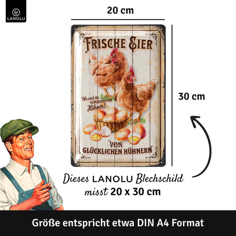 Blechschild Frische Eier Von Glücklichen Hühnern