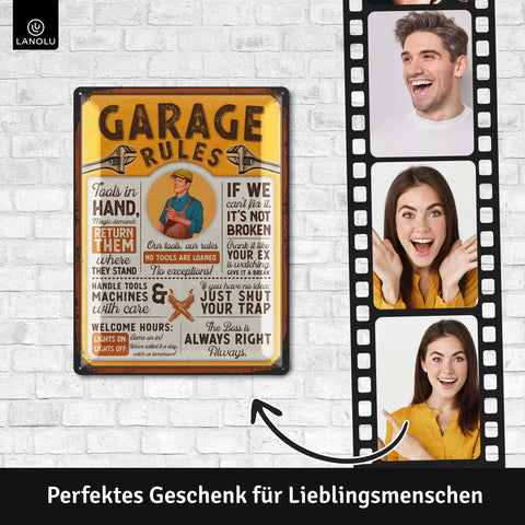 Blechschild Garage Rules