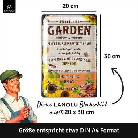 Blechschild Rules for my Garden