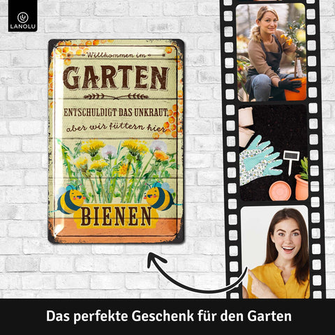 Blechschild Garten Bienen