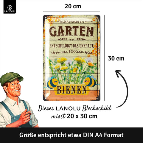 Blechschild Garten Bienen