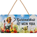 Blechschild Yoga Gartenarbeit