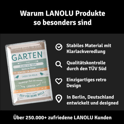 Blechschild Regeln für Garten