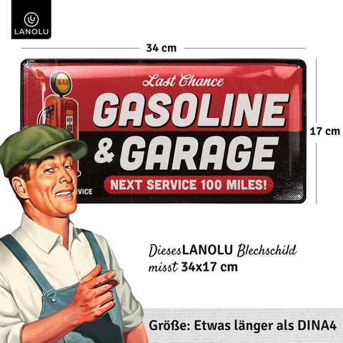 Blechschild Gasoline & Garage