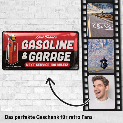 Blechschild Gasoline & Garage