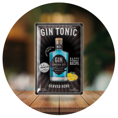 Blechschild Gin Tonic Flasche