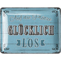 Blechschild Glücklich (türkis)