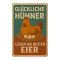 Glückliche Hühner Blechschild