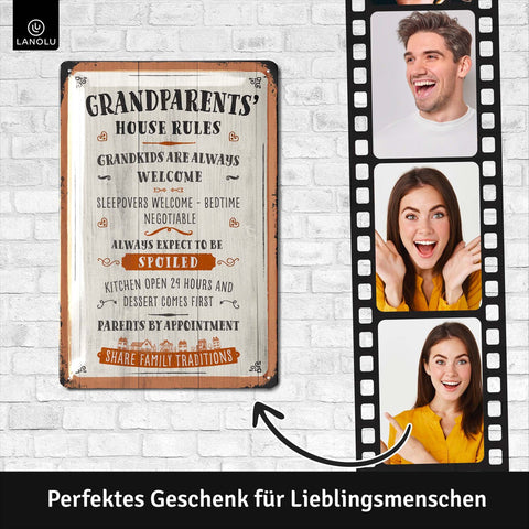 Blechschild Grandparents House Rules