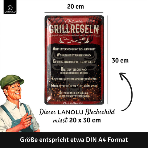Blechschild Grillregeln Liste