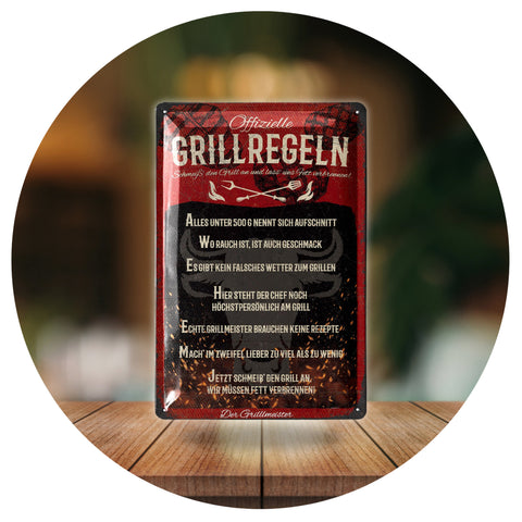 Blechschild Grillregeln Liste