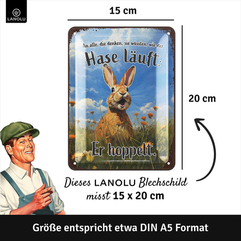 Blechschild Hase läuft