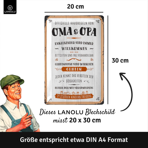 Blechschild Oma & Opa Hausregeln