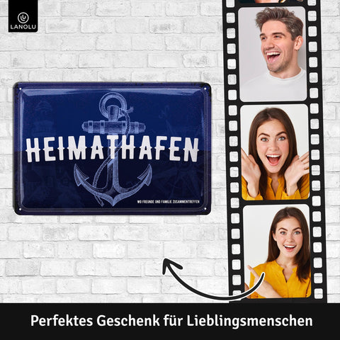 Blechschild Heimathafen blau