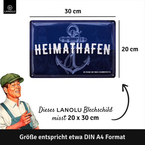 Blechschild Heimathafen blau