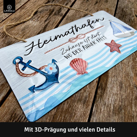 Blechschild Heimathafen, wo der Anker fällt