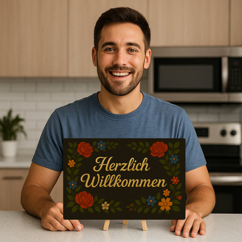 Herzlich Willkommen Blechschild
