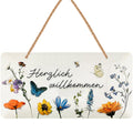 Blechschild Herzlich Willkommen Blumen