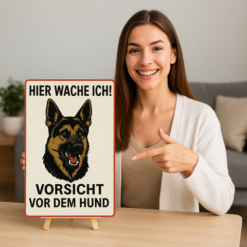 Schäferhund Hier wache ich Blechschild