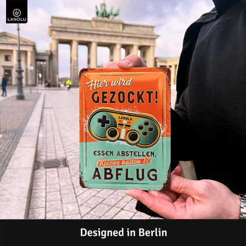 Blechschild Hier wird gezockt