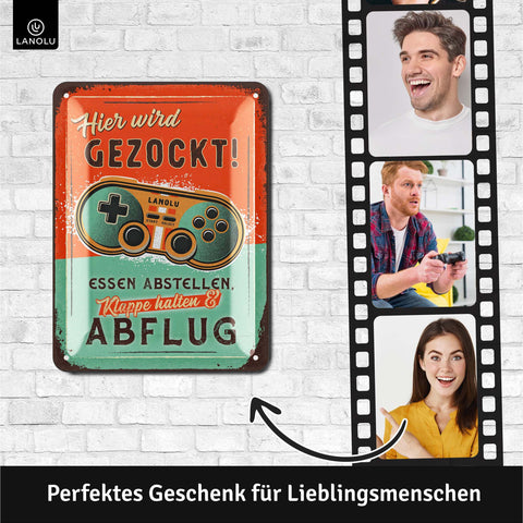 Blechschild Hier wird gezockt