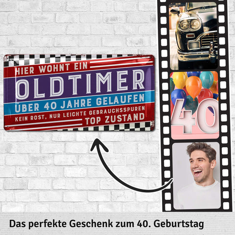 Blechschild Oldtimer 40 Jahre