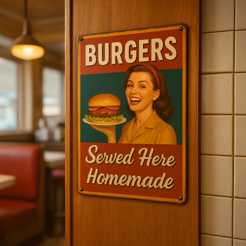 Homemade Burger Served Here Blechschild
