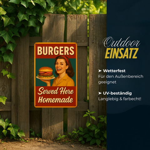 Homemade Burger Served Here Blechschild