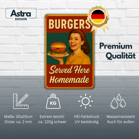 Homemade Burger Served Here Blechschild