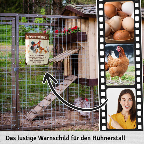 Blechschild Vorsicht Hühner