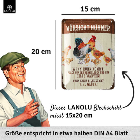 Blechschild Vorsicht Hühner