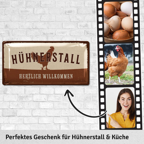 Blechschild Hühnerstall Herzlich Willkommen