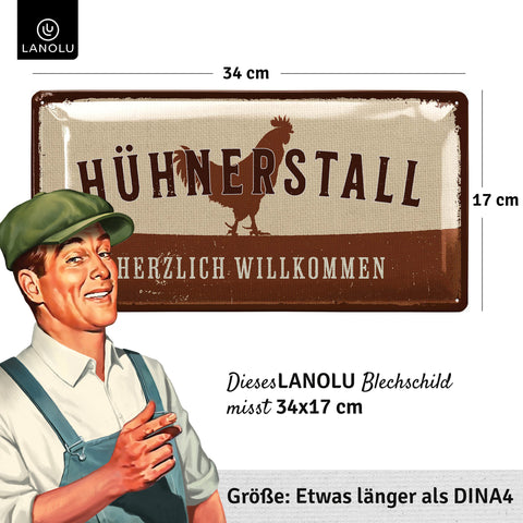 Blechschild Hühnerstall Herzlich Willkommen