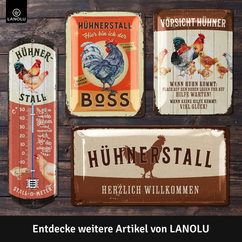 Blechschild Glück Huhn streicheln